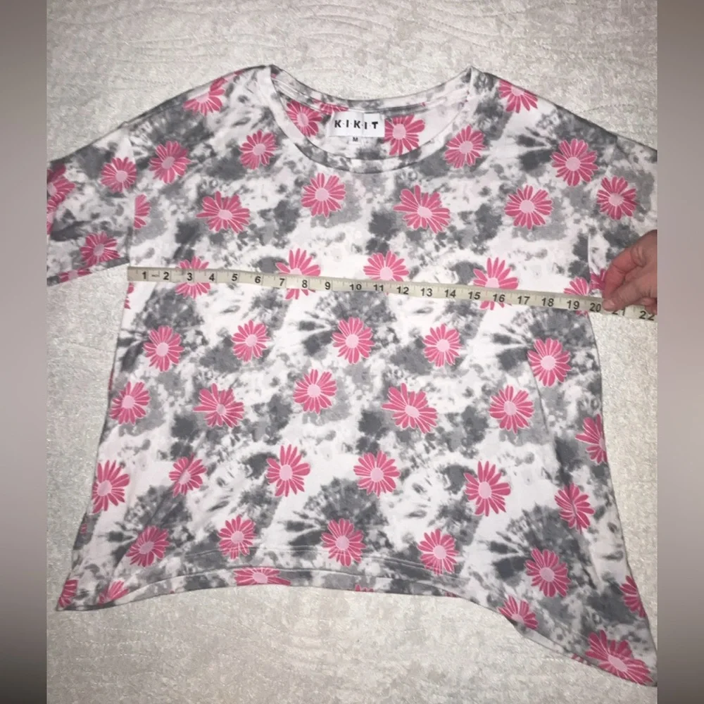 Kikit Flower Tie Dye Hippie BOHO Long Sleeve Crewneck Sweatshirt - Picture 3 of 6